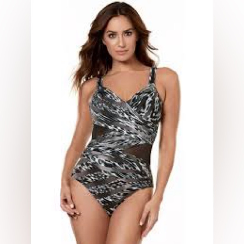 Miraclesuit Feline Fixation Madero One Piece Black White Swimsuit